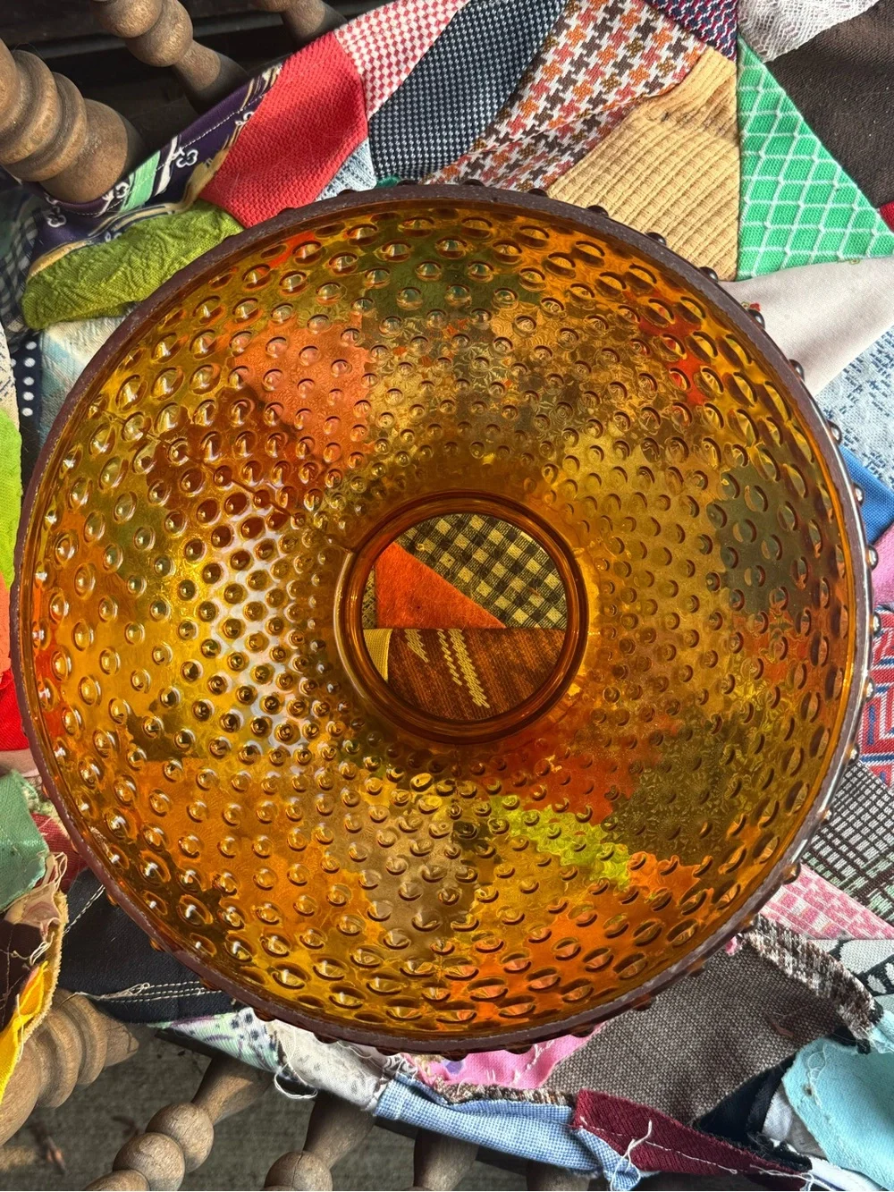 Fenton Amber Hobnail Glass Lantern Shade